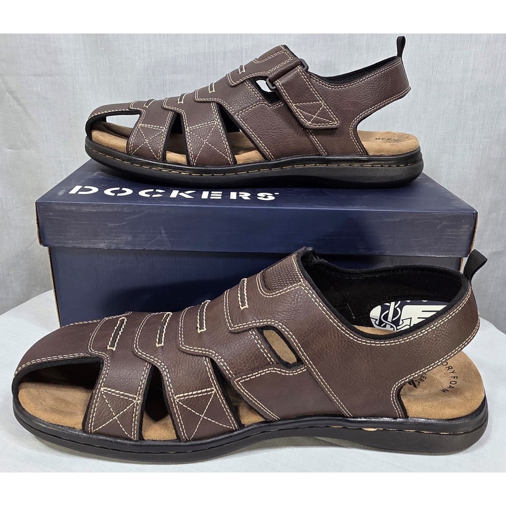 Dockers Shorewood Mens Fisherman Sandals Brown Memory Foam Comfort Shoes - Picture 4 of 11